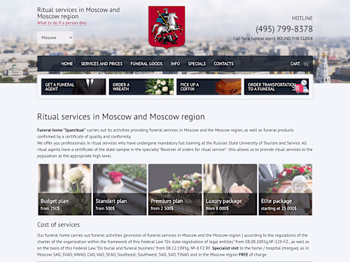 Developing an e-commerce site for the "Spanritual" funeral home.