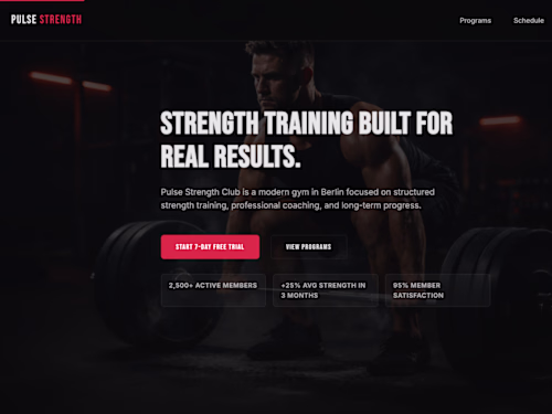 PULSE STRENGTH Fitness Website & Dashboard UI Overview A fit...