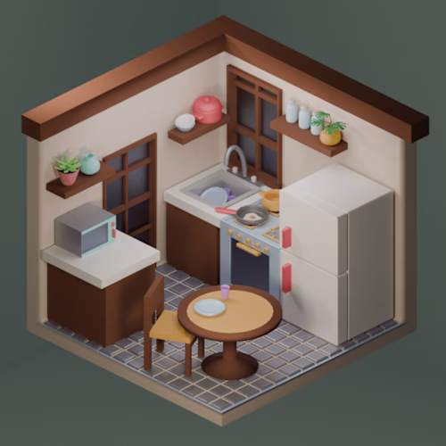 Isometric Kitchen made in Blender