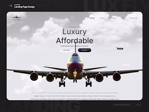 Lux FLY Landing Page Design