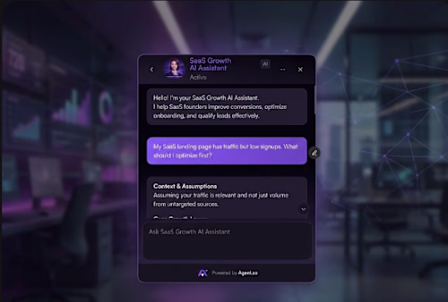 Agent.so AI Widget Integration for SaaS Growth Website