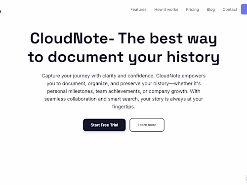 Just built this SaaS Landing Page for CloudNote - a note tak...