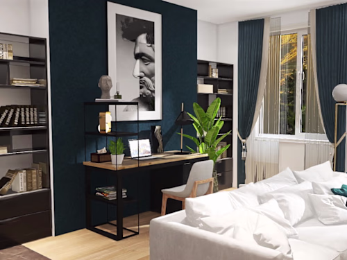 French Living and Office area