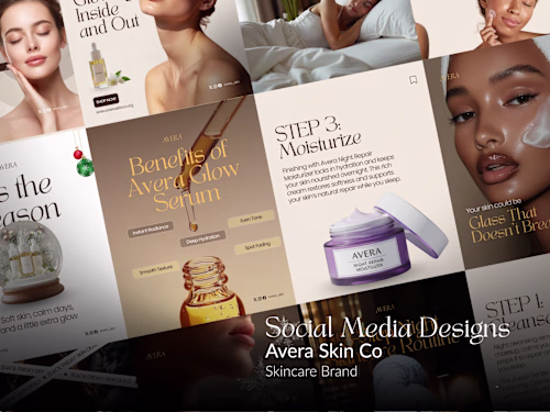 Social Media and Promotional Designs for Skincare Brand