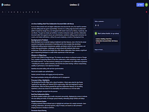 LiveDocs - Real-Time Collaborative Document Editor with Next.js