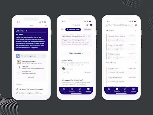 End-of-life planning and grief management app