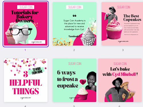 Social Media feed for a cheerful baking service