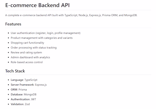 E-commerce Backend
A scalable e-commerce backend