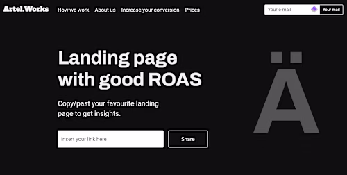 Landing page with good ROAS