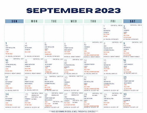 PickleRoll Social Media Calendar 