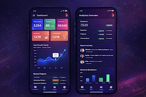 Mobile SaaS Dashboard App Mobile SaaS dashboard designed for...
