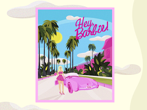 
"Hey, Barbie!" vintage illustration