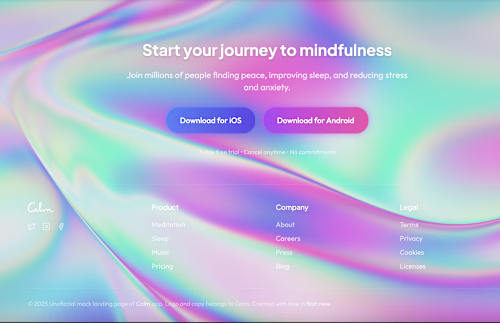 Calm Website Redesign