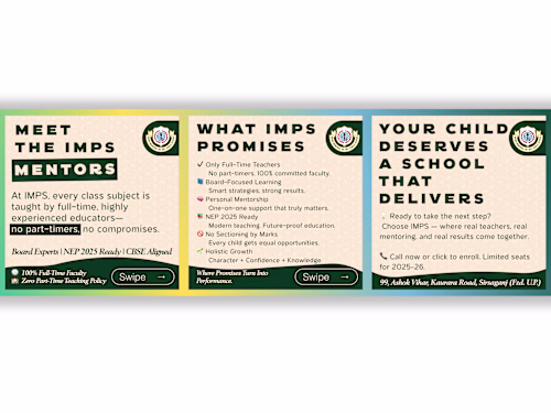 A clean, information-dense carousel designed for IMPS School...