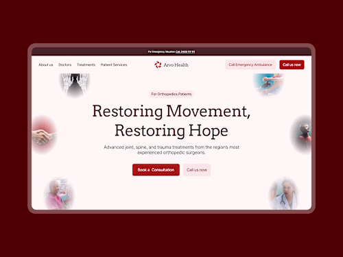Arvo Health - An Orthopedics Hospital Landing Page Design