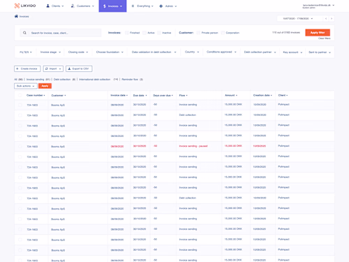 Redesign of Likvido's Invoice Management UI