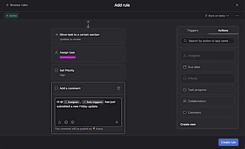 Asana automation (rules)