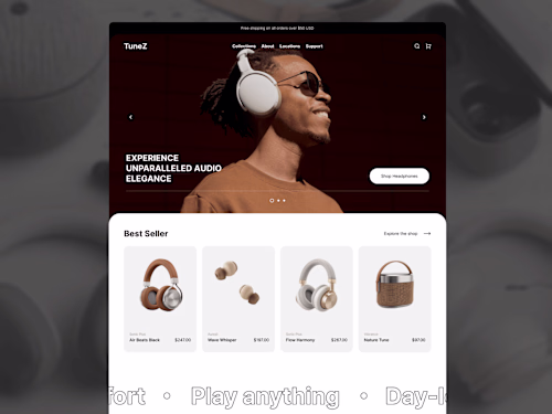 TuneZ - Framer E-Commerce Site