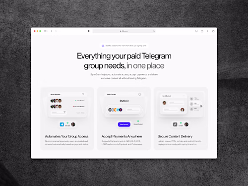 SyncGram is a platform built for creators who run paid Teleg...