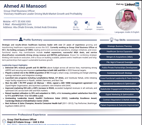 Executive Resume Redesign for UAE Career Transition
