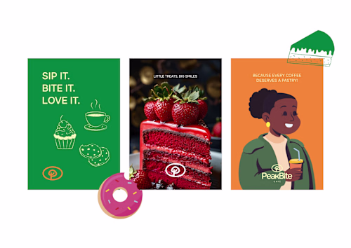 PeakBite Café is a modern café and bakery brand positioned a...