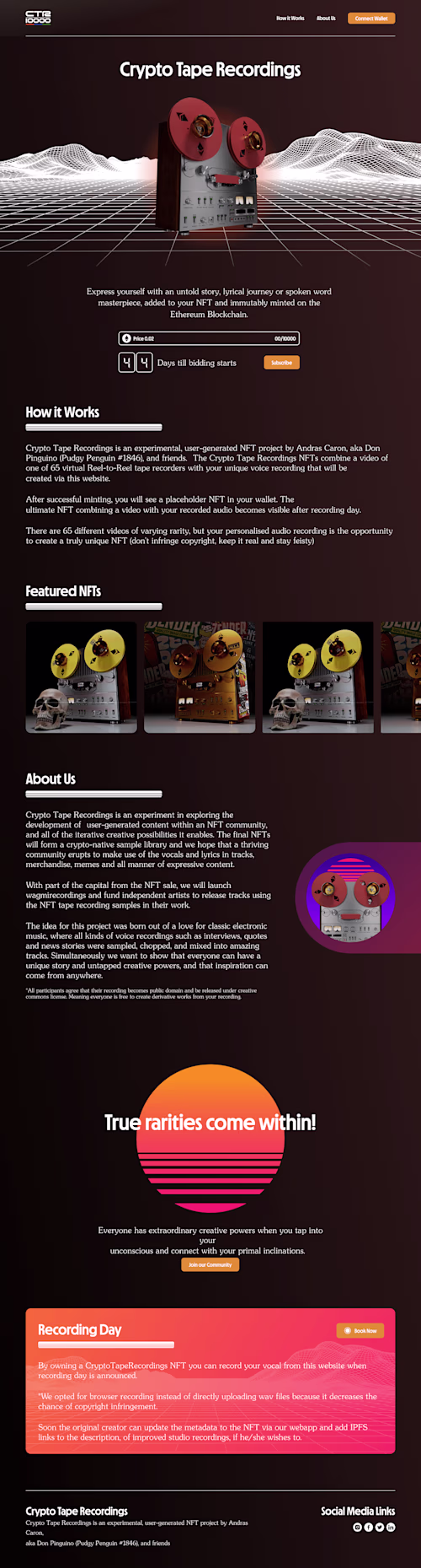 Crypto Tape Recordings - NFT Landing Page Project