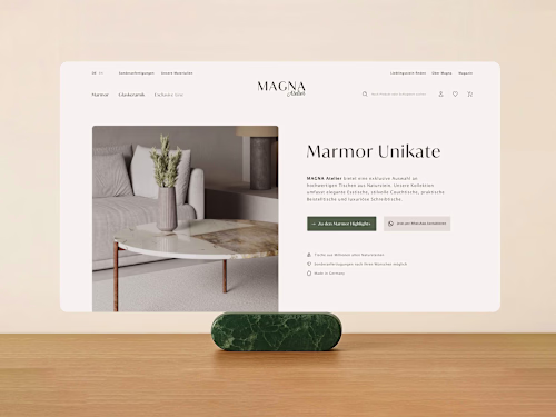 Website for a premium interior brand