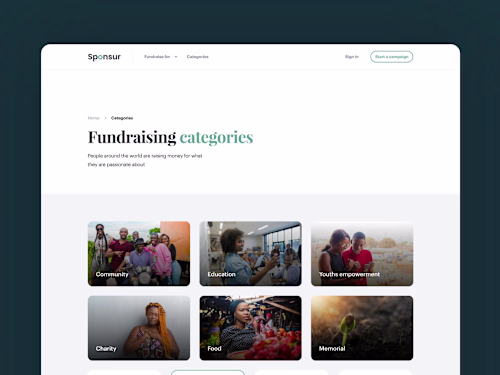 UI/UX and Product Management for a crowdfunding platform Sponsur