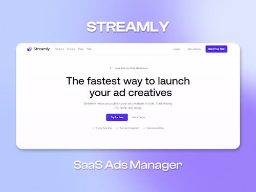 Streamly - Ads Manager - SaaS Website Development