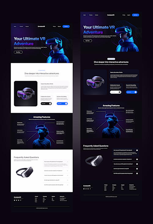 EnvisionVR- a visual reality landing page