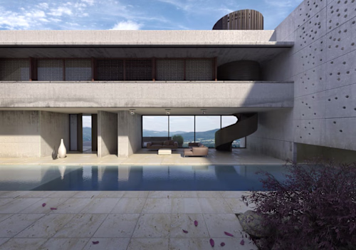 Architecture concept. Villa 3d rendering