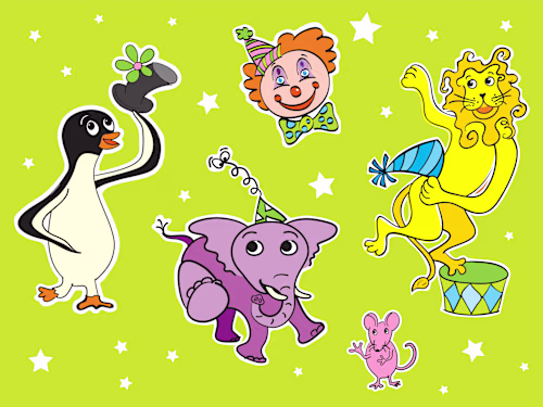 Illustrations for games, stickers, and puzzles