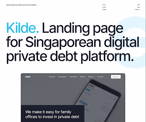 Kilde – landing page for digital private debt platform