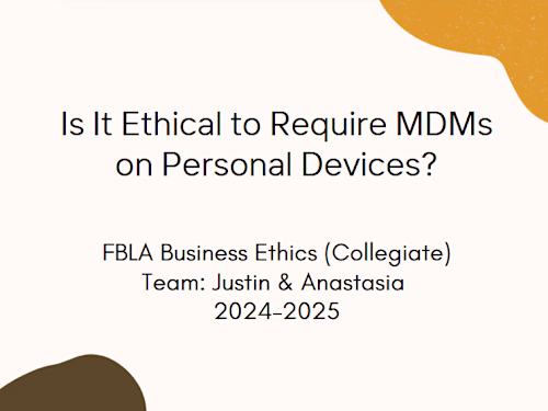 FBLA Business Ethics Project on MDMs