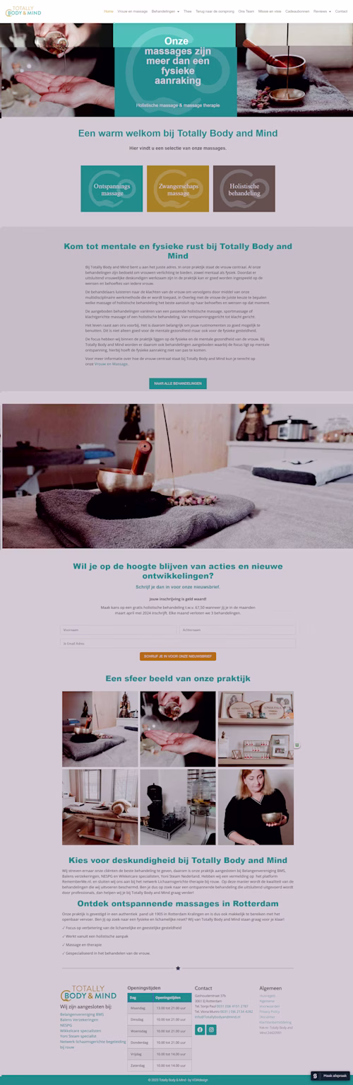 Website for holistic massage especially for women in Rotterdam