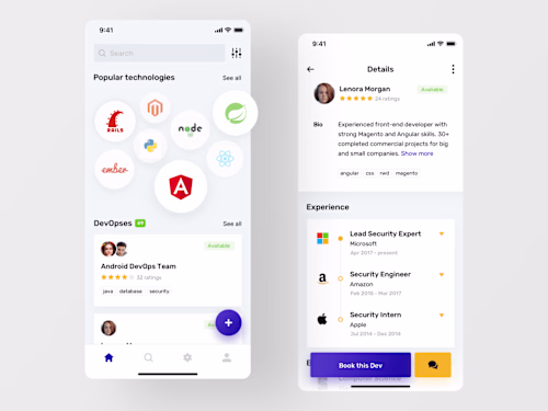 DevOps hire app concept