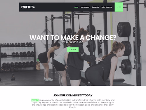 Enjee Fit -Fitness classes, training and coaching website design