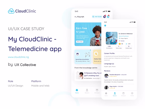 My Cloud clinic Telemedicine Website and Mobile Design