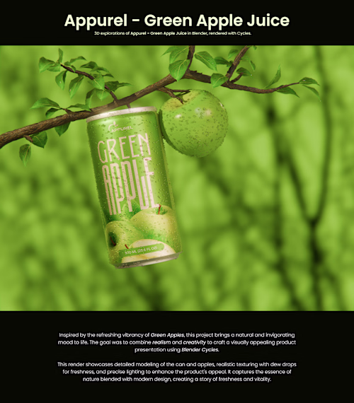 Green Apple Juice: A 3D Visual Delight