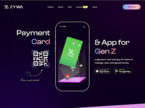 Zywa – Neo Bank for Teenagers Landing Page Re-Design