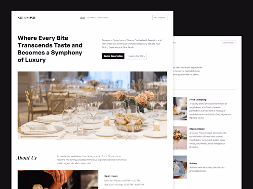 Noir Nosh - Restaurant Booking Reservation Website