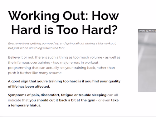 Content Writing: Working Out - How Hard is Too Hard?