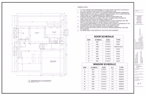 Drawing of 2 story-House with Basement for Permit
