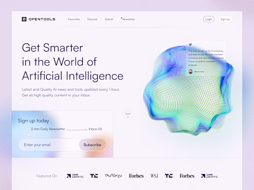 Opentools Newsletter Landing Page UI