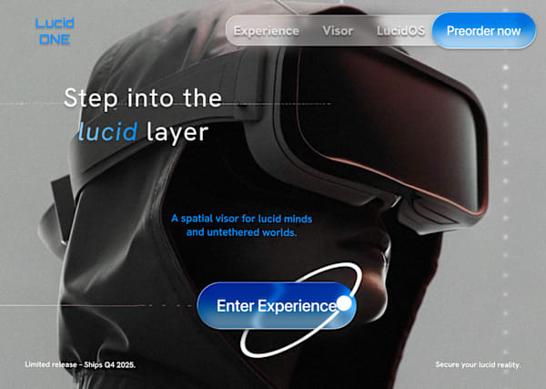  Lucid ONE - Spatial Computing VR Headset Landing and Branding
