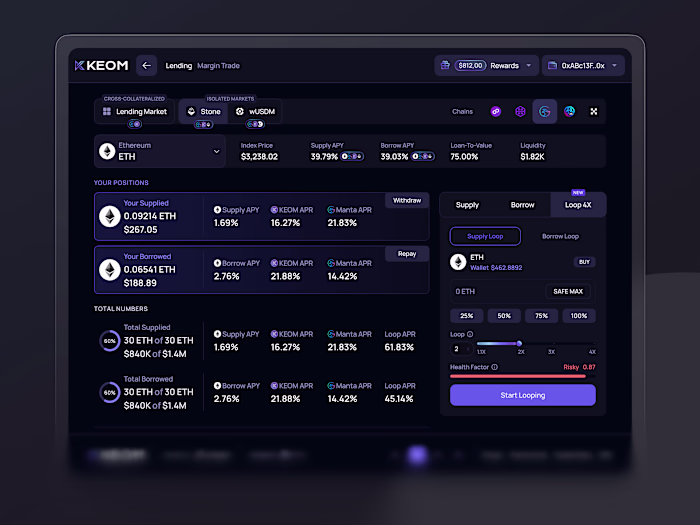 KEOM Protocol Web3 DeFi Lending Market Product UI/UX Design