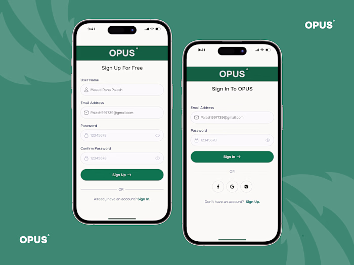 Shopping Mobile app Sign In/Sign Up
