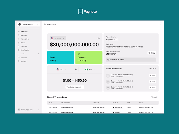 Paynote - Fintech Platform