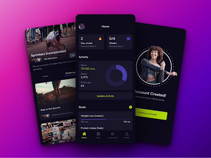 Elegant Fitness App UI