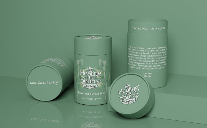 Herbal Tea Label & Canister Packaging Design